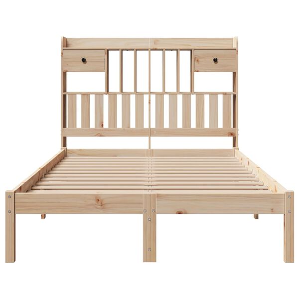 vidaXL Sänky kirjahyllyllä ilman patjaa 135x190 cm täysi mänty