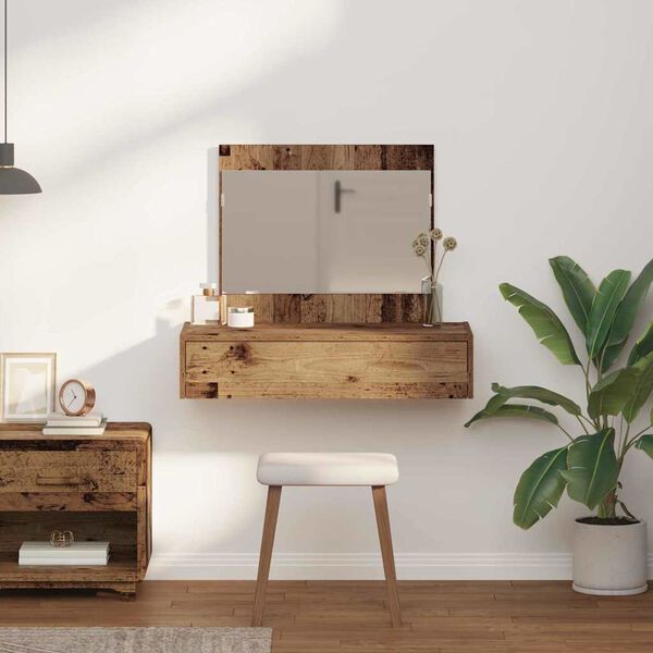 vidaXL Meikkip&ouml;yt&auml; laatikon kanssa Ruskea 83 x 40 x 70 cm Tekninen puu