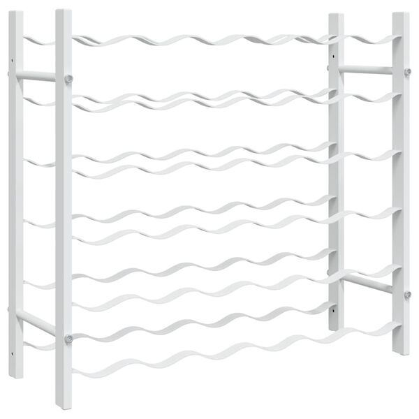 vidaXL Viinipulloteline 36 pullolle valkoinen metalli