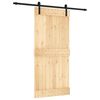 vidaXL Liukuovi Luonnollinen ja musta 95 x 210 cm Massiivinen m&auml;nty