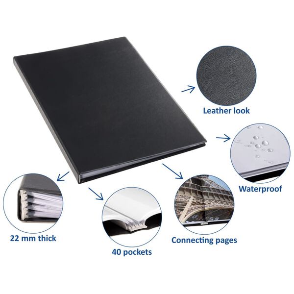 rillstab Portfolio kirja A4 40 taskua musta