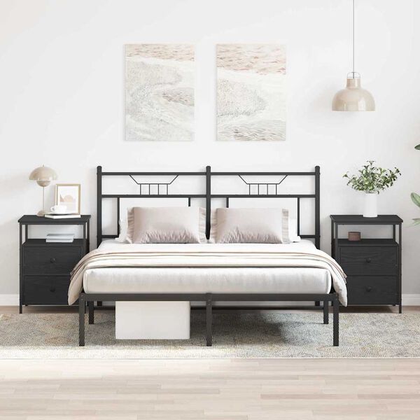 vidaXL Y&ouml;p&ouml;yt&auml;kaappi 2 pcs Musta tammi. 34 x 35,5 x 50 cm Tekninen puu