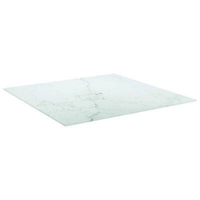 vidaXL Pöytälevy valkoinen 80x80 cm 6 mm karkaistu lasi marmorikuvio
