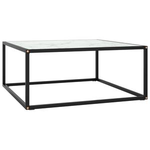 vidaXL Sohvap&ouml;yt&auml; musta valkoisella marmorilasilla 80x80x35 cm