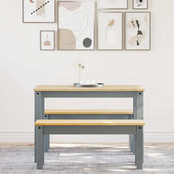 vidaXL 3-osainen Ruokailuryhm&auml; Panama harmaa t&auml;ysi m&auml;nty