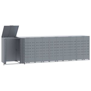 vidaXL Roskalaatikon s&auml;ilytystila kuudelle harmaa 414x79x117 cm ter&auml;s