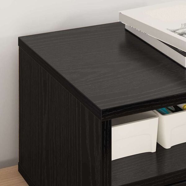 vidaXL Tulostinpidike Musta tammi. 40 x 32 x 24 cm Tekninen puu