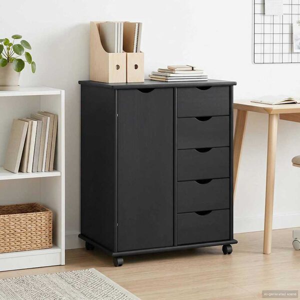 vidaXL Rullaava kaappi Harmaa 63,5 x 39 x 79 cm Massiivinen m&auml;nty