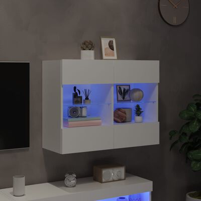 vidaXL TV-seinäkaappi LED-valoilla valkoinen 78,5x30x60,5 cm