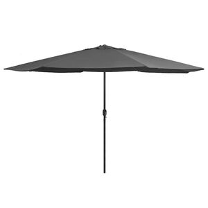 vidaXL Aurinkovarjo metallitolpalla 390 cm antrasiitti