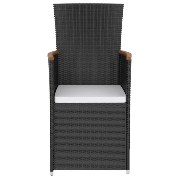 vidaXL 5-osainen Ulkoruokailuryhmä tyynyillä polyrottinki musta