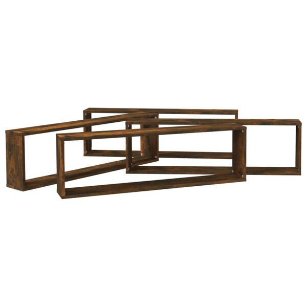 vidaXL Sein&auml;kuutiohyllyt 4 kpl savutammi 100x15x30 cm tekninen puu