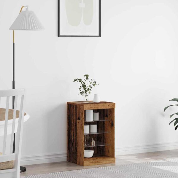 vidaXL LED-p&ouml;yt&auml;taso Vanha puu 41 x 37 x 67 cm Tekninen puu