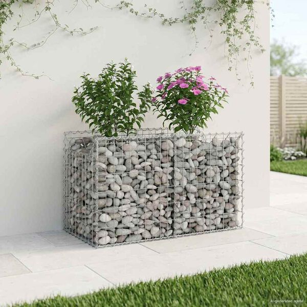 vidaXL Gabion Kohotettu Peti Hopea 100 x 50 x 60 cm Galvanoitu ter&auml;s