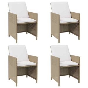 vidaXL Puutarhatuolit tyynyill&auml; 4 kpl polyrottinki beige