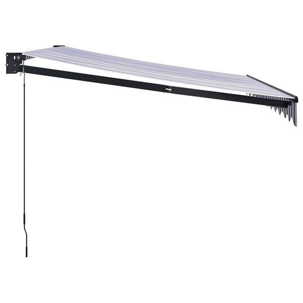 vidaXL Sis&auml;&auml;nkelattava markiisi sinivalkoinen 3x2,5 m kangas/alumiini