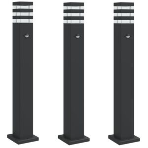 vidaXL Pylv&auml;svalaisimet liiketunnistimella 3 kpl musta 80 cm alumiini