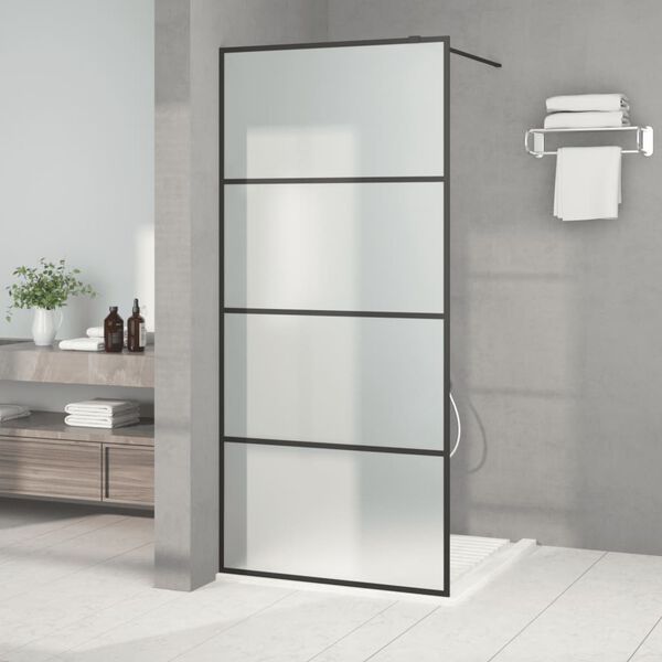 vidaXL Walk-in suihkusein&auml;ke musta 90x195 cm huurrettu ESG-lasi
