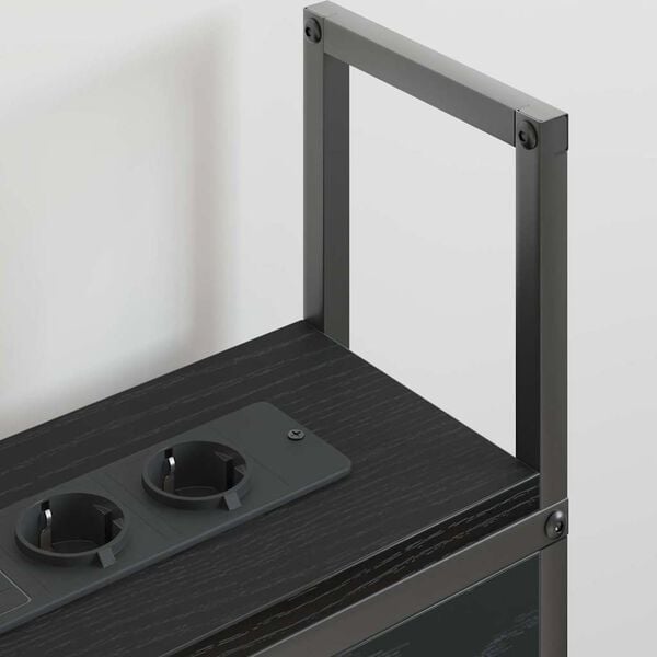 vidaXL S&auml;ilytyss&auml;nky latausasemalla Musta tammi 160 cm Tekninen puu