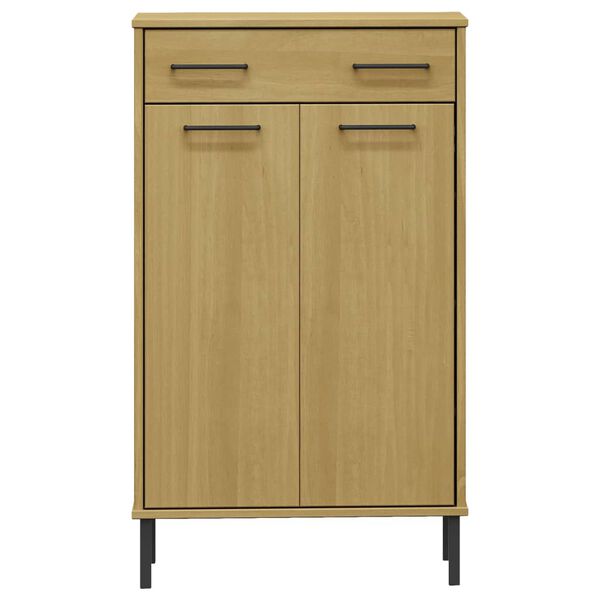 vidaXL Kenkäkaappi metallijaloilla ruskea täysi mänty OSLO