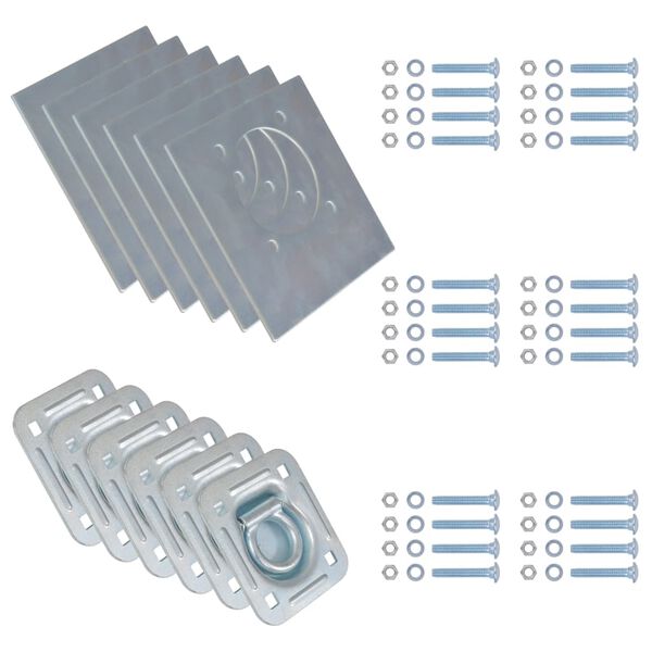 vidaXL Kiinnitysrenkaat Per&auml;k&auml;rryyn 6 kpl Galvanoitu Ter&auml;s 2000 kg