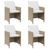 vidaXL Ulkoruokatuolit tyynyill&auml; 4 kpl beige polyrottinki