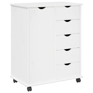 vidaXL Rullaava kaappi 63,5 x 39 x 79 cm Massiivinen m&auml;nty Valkoinen