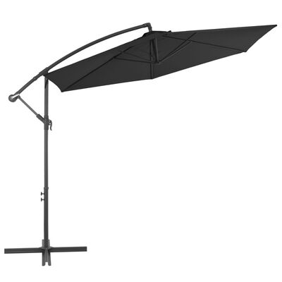 vidaXL Riippuva aurinkovarjo alumiinipylväällä 300 cm musta