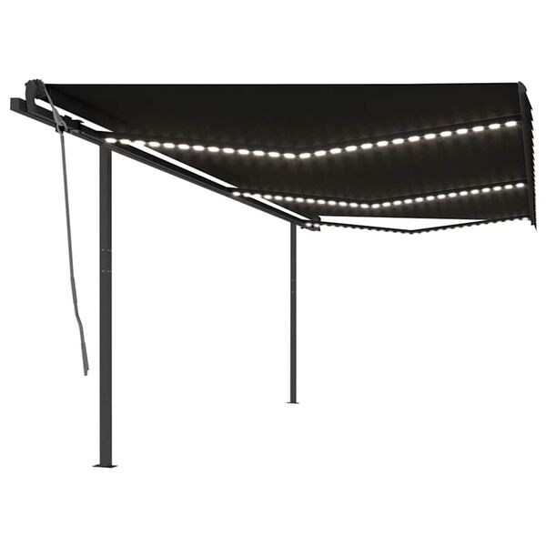 vidaXL Sis&auml;&auml;nkelattava markiisi LED/tuulisensori 6x3 m antrasiitti