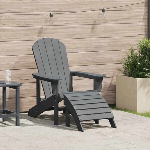 vidaXL Adirondack-tuoli Vaaleanharmaa 82 x 74 x 92 cm HDPE