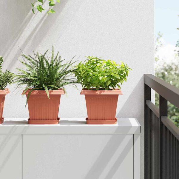 vidaXL Neli&ouml; Kukkaruukku 6 pcs Tiilenpunainen 20 x 20 x 16 cm Muovi