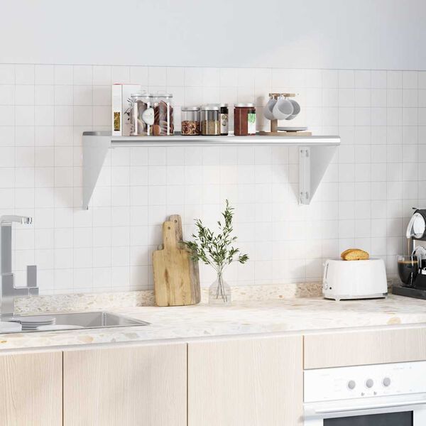 vidaXL Seinähylly 100x30x31 cm hopea ruostumaton teräs