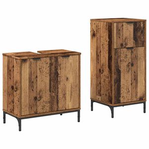 vidaXL Kylpyhuonekalustesetti laatikon kanssa hyllyll&auml; 2 pcs Vanha Puu