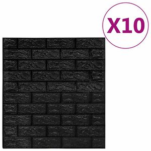vidaXL 3D Tapetti tiilet itsekiinnittyv&auml; 10 kpl musta