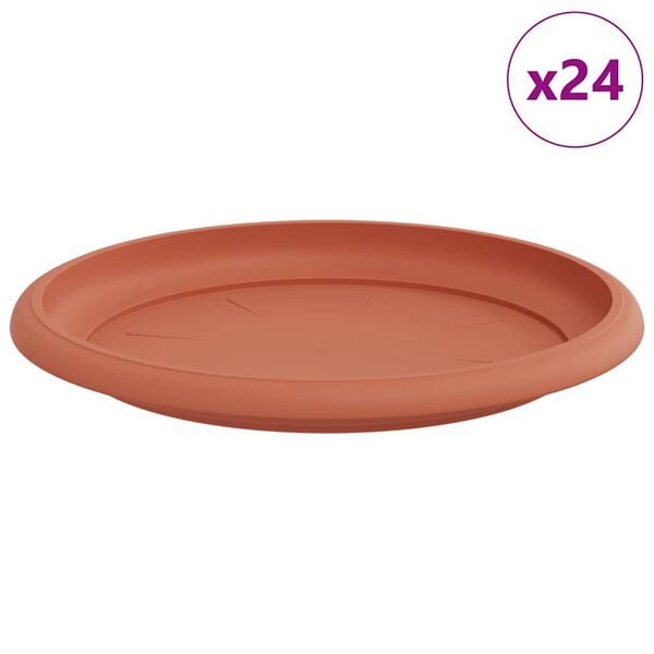 vidaXL Py&ouml;re&auml; kukkatarjotin 24 pcs Tiilenpunainen &Oslash; 14 x 2 cm Muovi