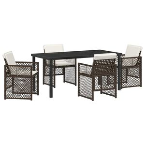vidaXL Piharuokailu setti 5 pcs Ruskea polyrottinki