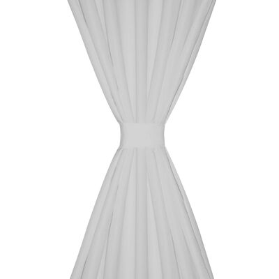 Valkoiset Mikro-Satiini Verhot Lenkeillä 2kpl 140 x 245 cm