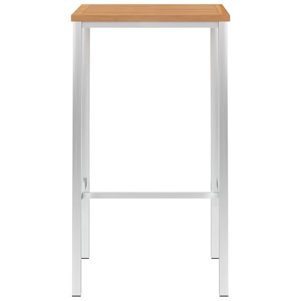 vidaXL Baaripöytä 60x60x105 cm täysi tiikki ja ruostumaton teräs