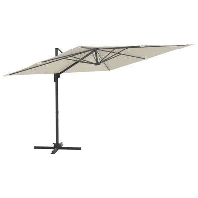 vidaXL Riippuva aurinkovarjo alumiinipylväällä hiekanvalk. 300x300 cm