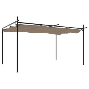 vidaXL Pergola sis&auml;&auml;nvedett&auml;v&auml; katto taupe 395x292x230 cm