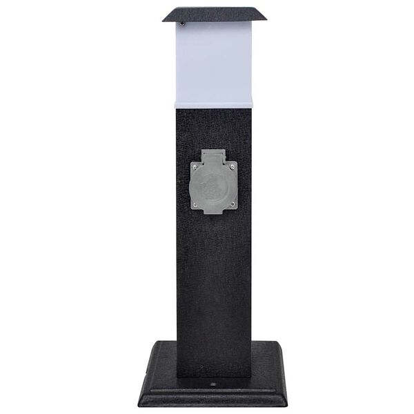 Musta Puutarhan Pistorasiatolppa Lampulla