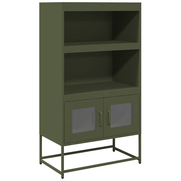 vidaXL Highboard Oliivinvihreä 68x39x123 cm Teräs