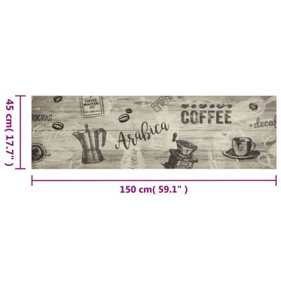 vidaXL Keittiön pestävä matto Coffee harmaa 45x150 cm sametti