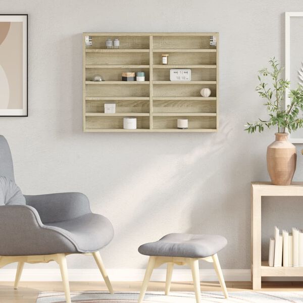 vidaXL Vitriinikaappi Sonoma-tammi 80x8,5x58 cm tekninen puu