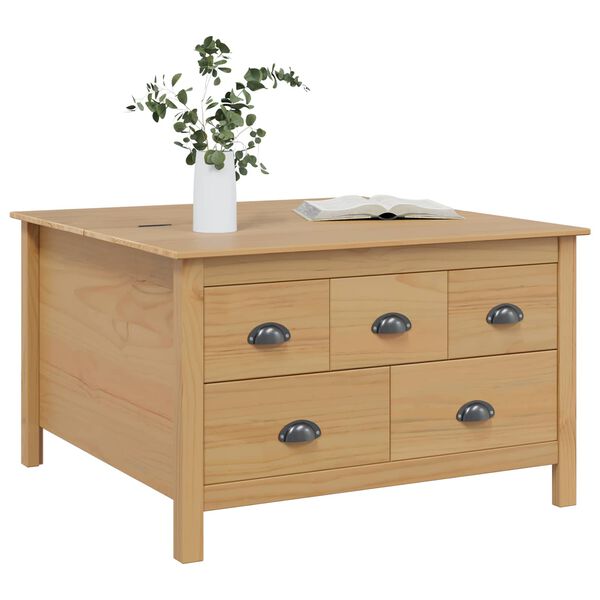 vidaXL Sohvap&ouml;yt&auml; Hunajaruskea 79.5 x 79.5 x 49 cm Massiivinen m&auml;nty