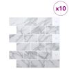 vidaXL Metrolaatta 10 pcs Valkoinen marmori 30,5 x 30,5 cm
