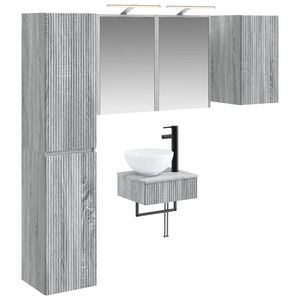 vidaXL Kylpyhuonekalustesetti 5 pcs Harmaa Sonoma Tekninen puu ja lasi