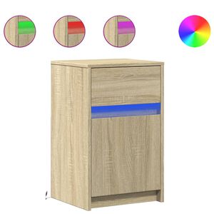 vidaXL Y&ouml;p&ouml;yt&auml; LED-valoilla Sonoma-tammi tekninen puu