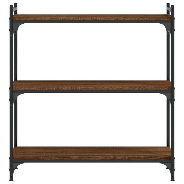 vidaXL Kirjahylly 3 kerrosta ruskea tammi 80x30x86 cm tekninen puu