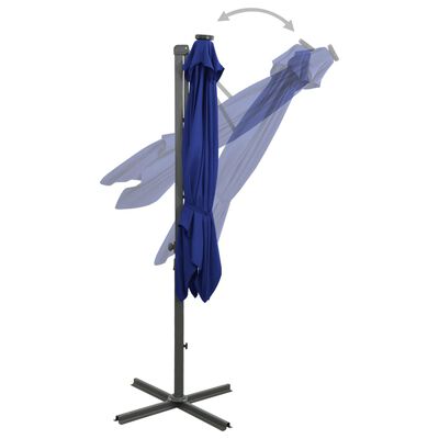 vidaXL Riippuva aurinkovarjo tangolla ja LED-valoilla taivaans. 300 cm